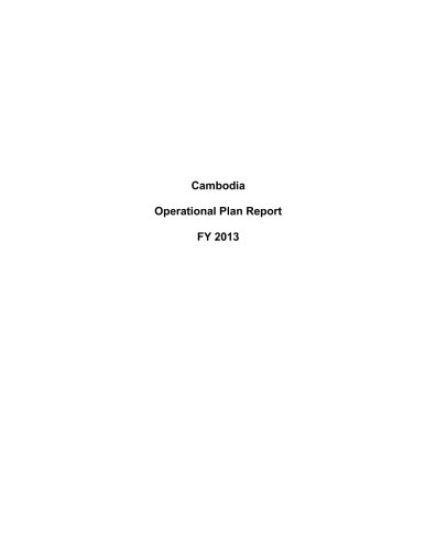 Cambodia Operational Plan Report FY 2013