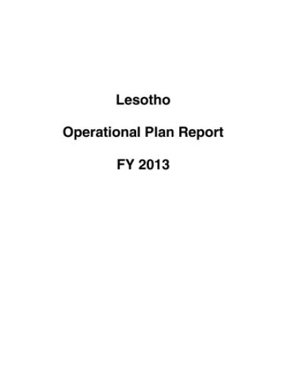Lesotho Operational Plan Report FY 2013