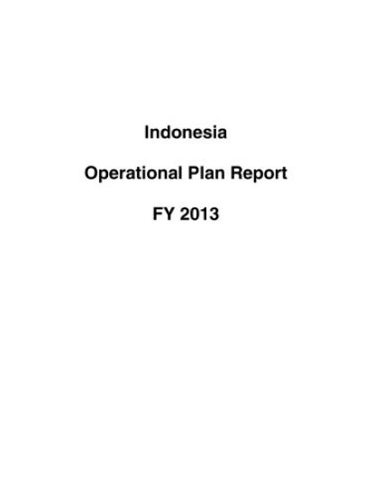 Indonesia Operational Plan Report FY 2013
