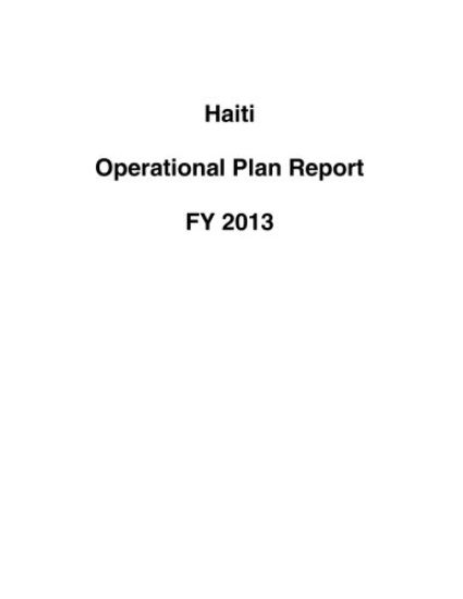 Haiti Operational Plan Report FY 2013