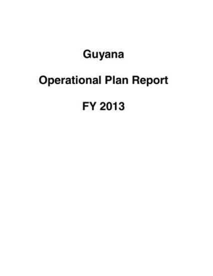 Guyana Operational Plan Report FY 2013