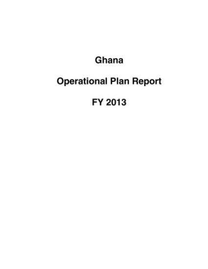 Ghana Operational Plan Report FY 2013