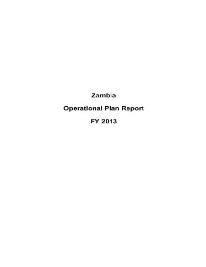 Zambia Operational Plan Report FY 2013
