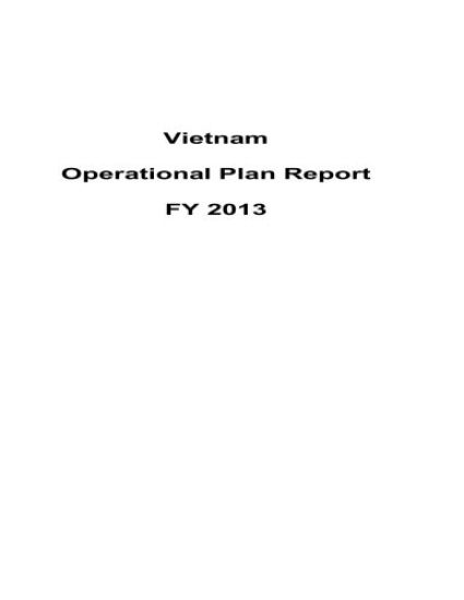 Vietnam Operational Plan Report FY 2013