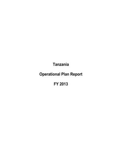 Tanzania Operational Plan Report FY 2013