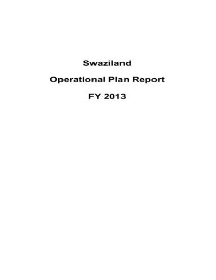 Swaziland Operational Plan Report FY 2013
