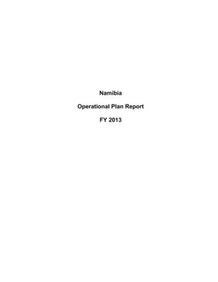 Namibia Operational Plan Report FY 2013