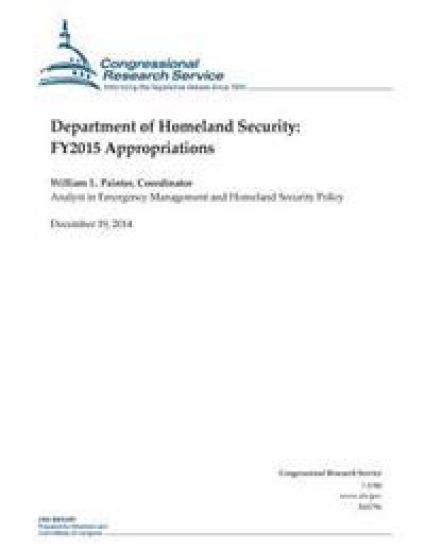 Department of Homeland Security: FY2015 Appropriations – Congressional Research Service, kirjan kansikuva