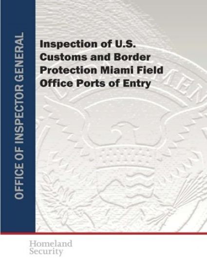 Inspection of U.S. Customs and Border Protection Miami Field Office Ports of Entry – U. S. Department of Homeland Security, kirjan kansikuva