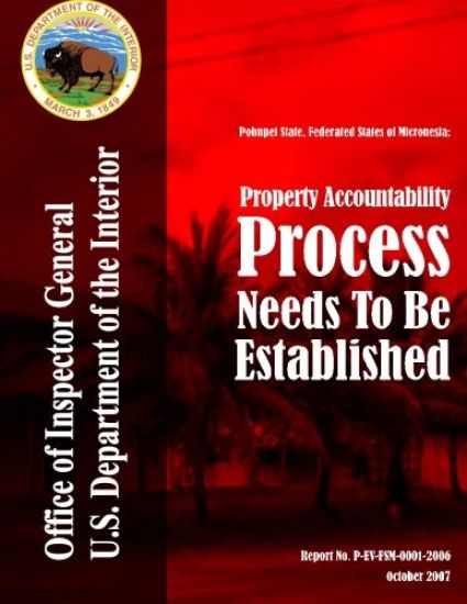 Pohnpei State, Federated States of Micronesia: Property Accountability Process Needs to Be Established – U. S. Department of the Interior, kirjan kansikuva