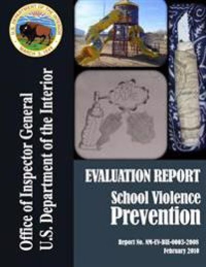 Evaluation Report: School Violence Prevention – U. S. Department of the Interior, kirjan kansikuva