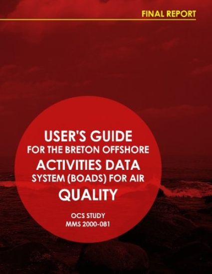 User's Guide for the Breton Offshore Activities Data System (BOARDS) for Air Quality – U. S. Department of the Interior, kirjan kansikuva