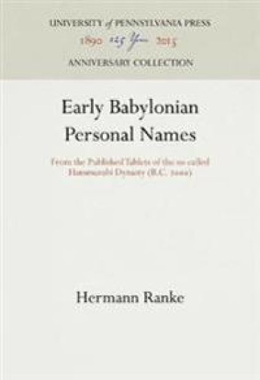 Early Babylonian Personal Names