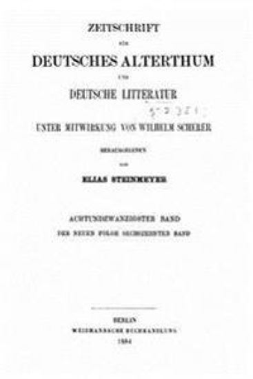 Zeitschrift für deutsches altertum und deutsche litteratur