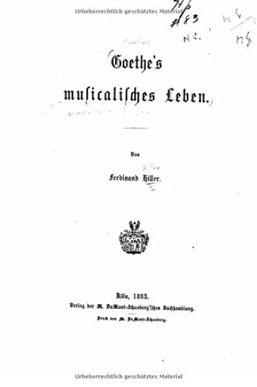 Goethe's muslicalisches leben