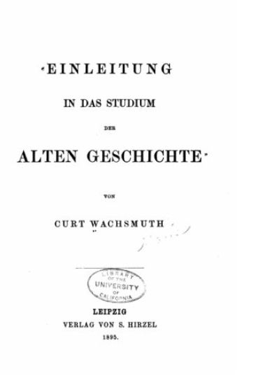 Einleitung in das studium der alten Geschichte