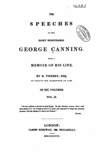 The speeches of the Right Honourable George Canning - Vol. II