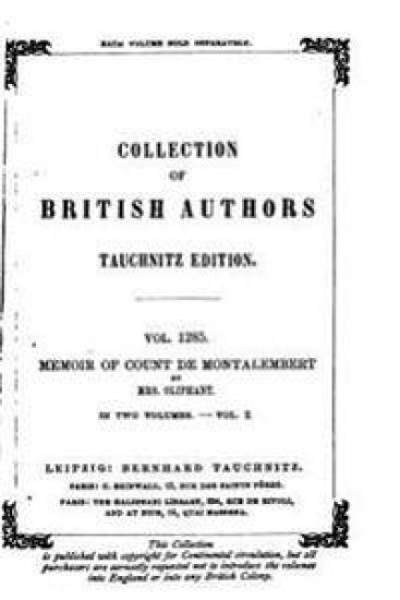 Memoir of Count de Montalembert, a chapter of recent French history