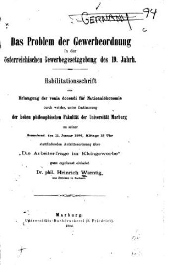 Das Problem der Gewerbeordnung in der österreichischen Gewerbegesetzgebung