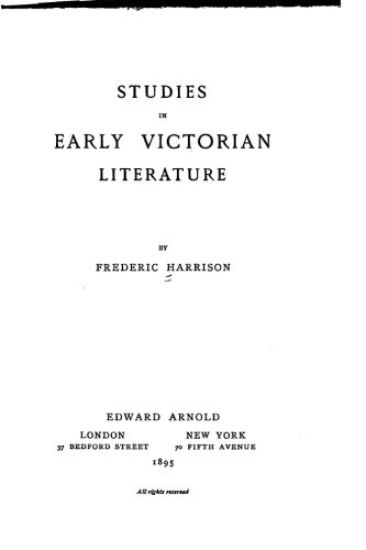 Studies in early Victorian literature