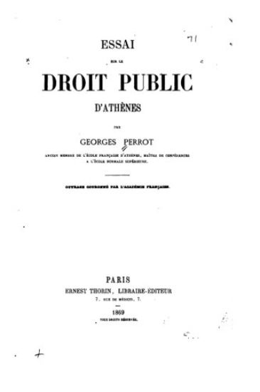 Essai sur le droit public d'Athènes
