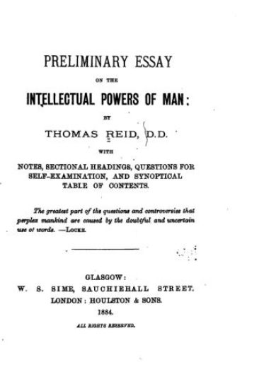 Preliminary Essay on the Intellectual Powers of Man