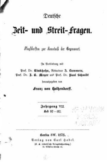 Deutsche zeit und streitfragen Flugschriften zur kenntniss der gegenwart