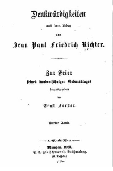 Denkwürdigkeiten aus dem Leben von Jean Paul Friedrich Richter – Jean Paul, kirjan kansikuva