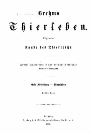 Brehms thierleben, allgemeine kunde des thierreichs
