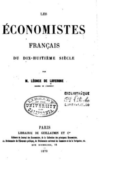 Les économistes français du dix-huitième siècle