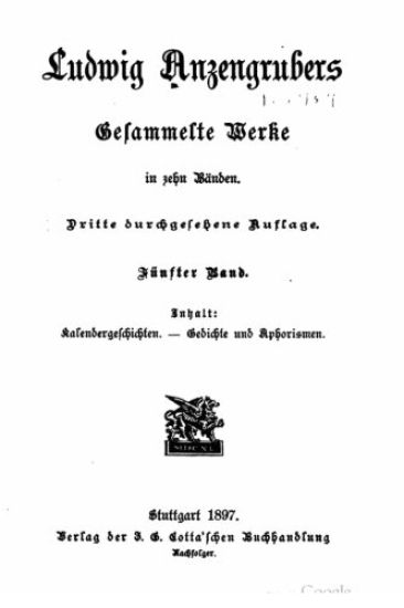 Ludwig Anzengrubers gesammelte Werke in zehn Bänden