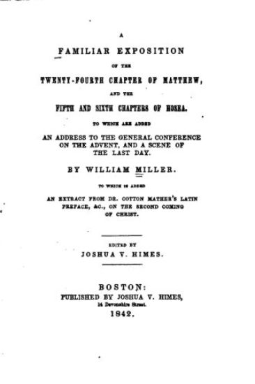 A Familiar Exposition of the Twenty-fourth Chapter of Matthew