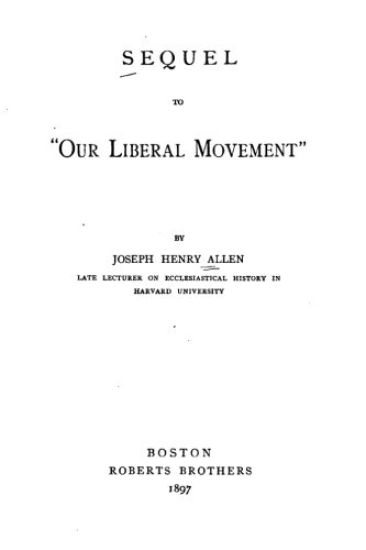 Sequel to Our Liberal Movement