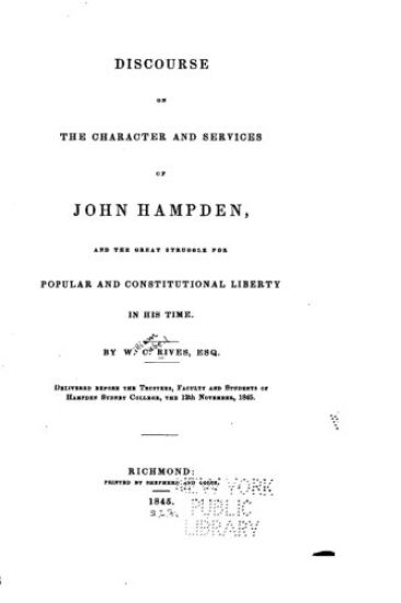 Discourse on the Character and Services of John Hampden