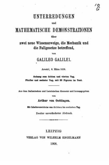 Unterredungen und mathematische Demonstrationen, Über zwei neue Wissenszweige