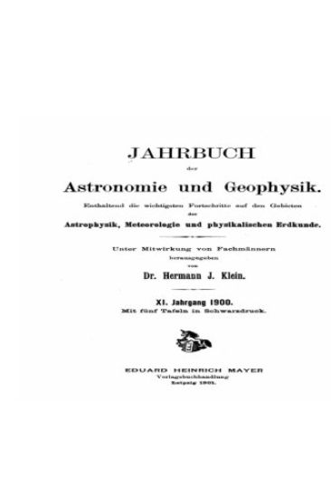 Jahrbuch der Astronomie und Geophysik