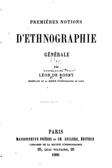Premières Notions d'Ethnographie Générale