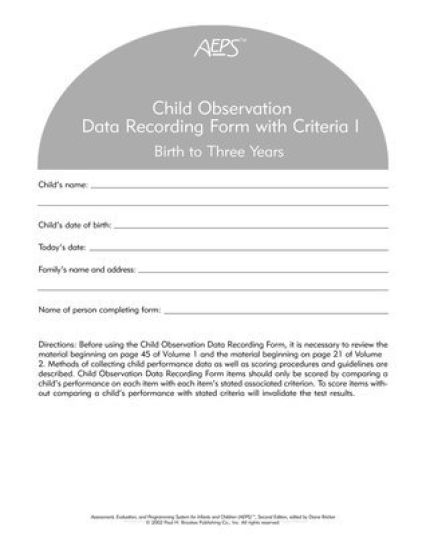 Assessment, Evaluation, and Programming System for Infants and Children (AEPS®)