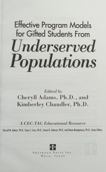 Effective Program Models for Gifted Students from Underserved Populations