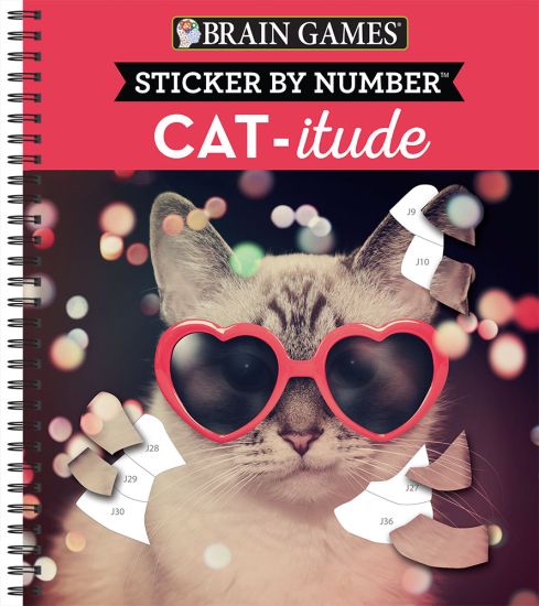 Brain Games - Sticker by Number: Cat-Itude (25 Images to Sticker) – Publications International Ltd, kirjan kansikuva