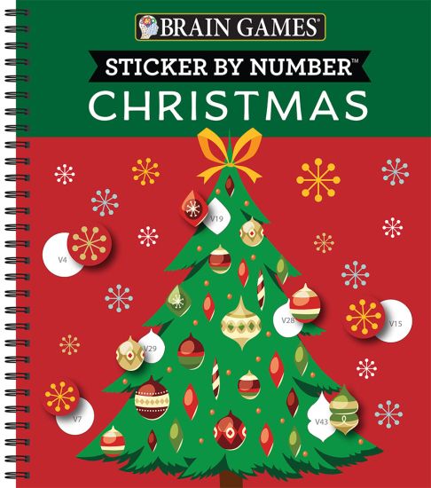Brain Games - Sticker by Number: Christmas (28 Images to Sticker - Christmas Tree Cover): Volume 2 – Publications International Ltd, kirjan kansikuva