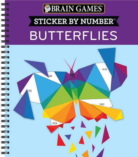 Brain Games - Sticker by Number: Butterflies (14 Images to Sticker) – Publications International Ltd, kirjan kansikuva