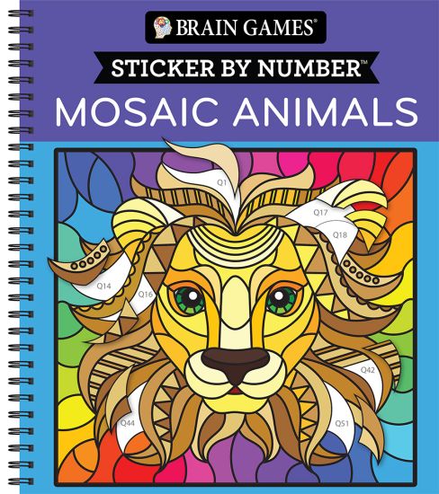 Brain Games - Sticker by Number: Mosaic Animals (28 Images to Sticker) – Publications International Ltd, kirjan kansikuva
