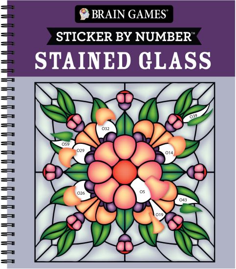 Brain Games - Sticker by Number: Stained Glass (28 Images to Sticker) – Publications International Ltd, kirjan kansikuva