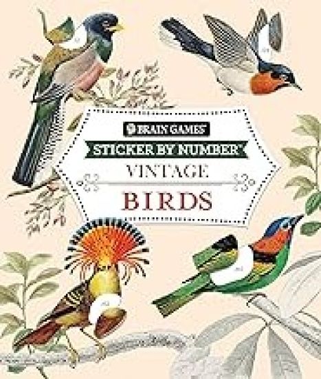 Brain Games - Sticker by Number - Vintage: Birds (28 Images to Sticker)