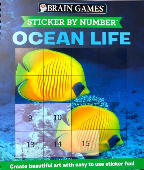 Brain Games - Sticker by Number: Ocean Life (Easy - Square Stickers): Create Beautiful Art with Easy to Use Sticker Fun!