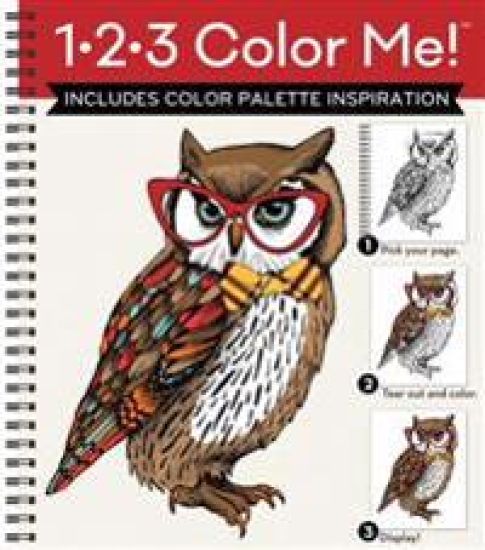 1-2-3 Color Me! (Adult Coloring Book with a Variety of Images - Owl Cover) – New Seasons, kirjan kansikuva