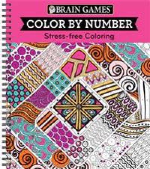 Brain Games - Color by Number: Stress-Free Coloring (Pink) – Publications International Ltd, kirjan kansikuva