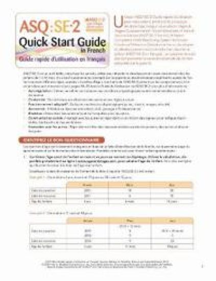 Ages & Stages Questionnaires®: Social-Emotional (ASQ®:SE-2): Quick Start Guide (French)
