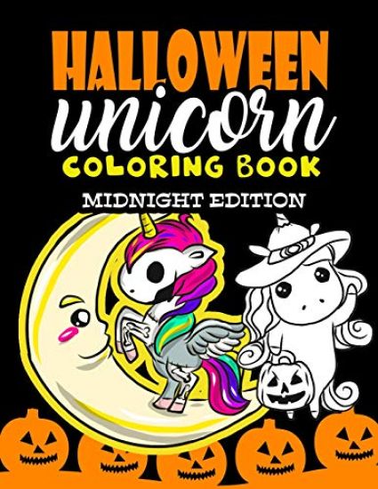 Halloween Unicorn Coloring Book Midnight Edition: For Kids Ages 4-8 Girls Women Teens Halloween Activity Book for Halloween Party Favor Gifts - Hallow
